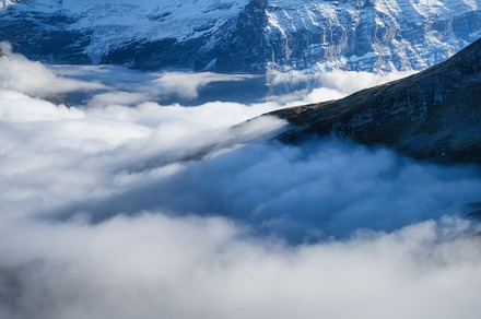 Mountains and clouds in the valley., a Nature Photo by Landscape and travel