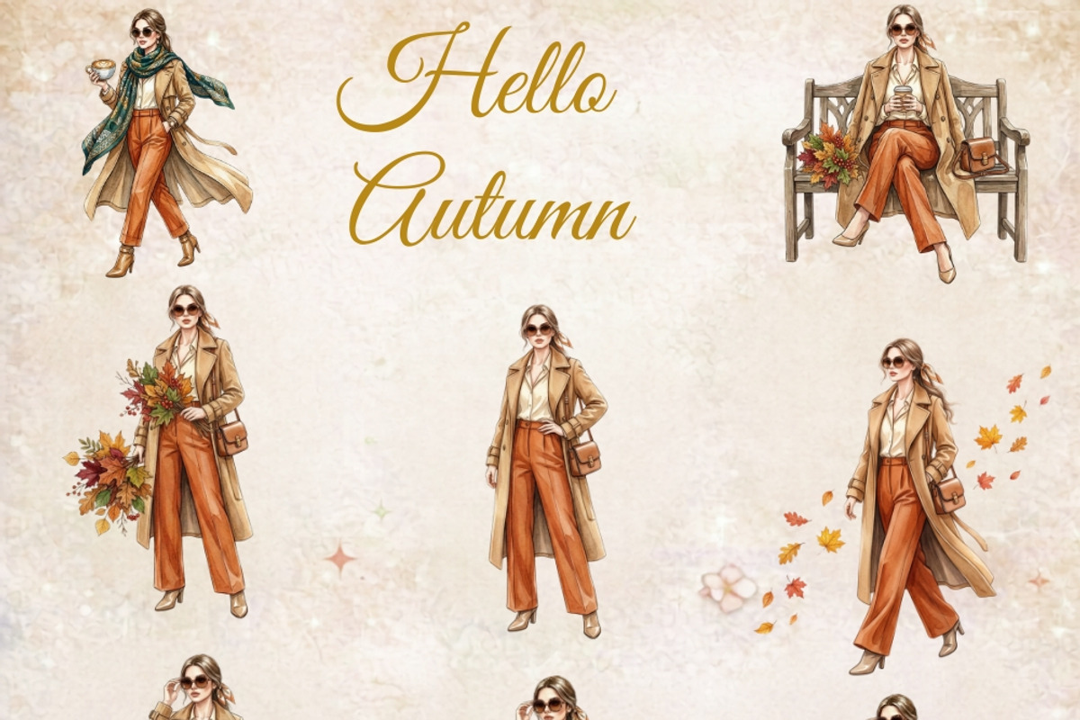 Hello Autumn Watercolor Clipart, a Seasonal Illustration by Tanya Kart (Photo 16 of 17)