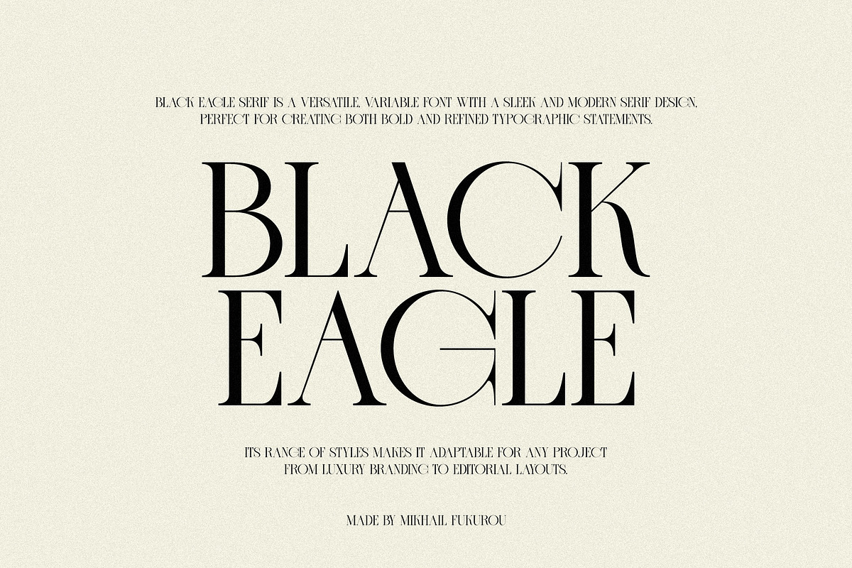 BLACK EAGLE - Modern Display Serif, a Serif Font by Mikhail Fukurou (Photo 1 of 8)
