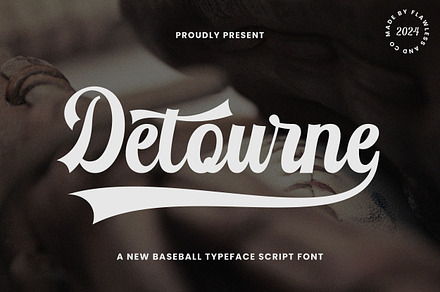 Detourne - Baseball Font, a Script Font by Flawless And Co