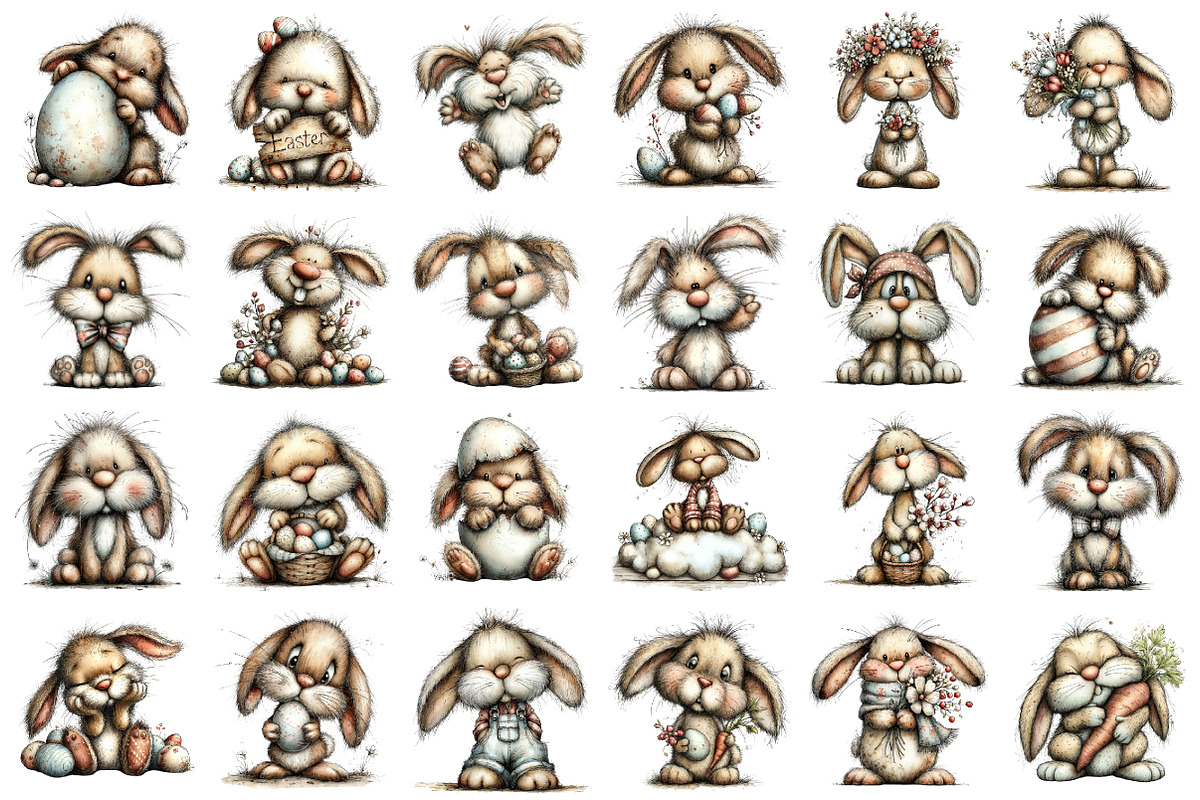 Cute Easter Clipart Bunny Png, an Illustration by designcity5 (Photo 2 of 5)