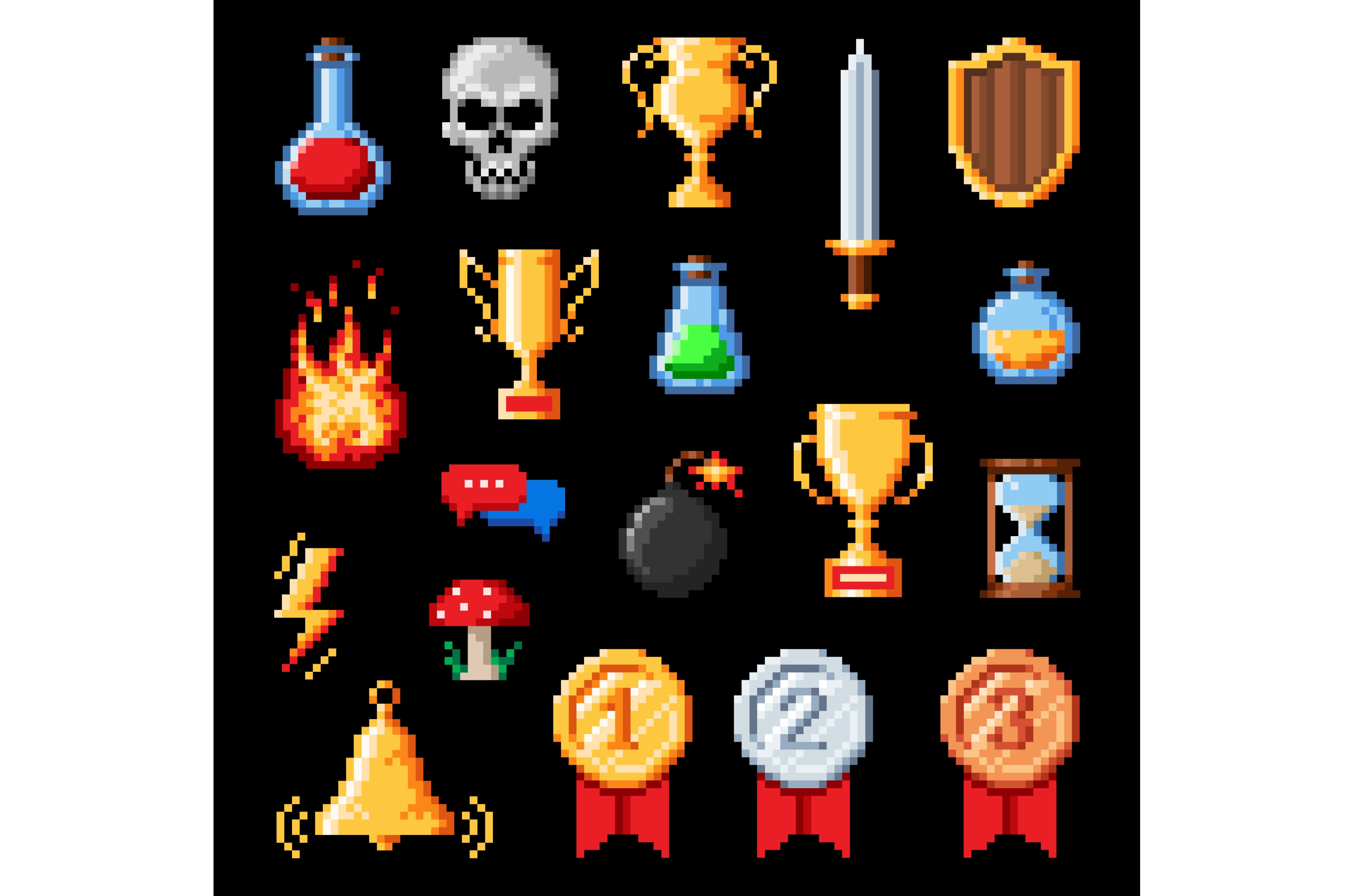 Retro pixel art vector icons, an Object Illustration by Vector Tradition