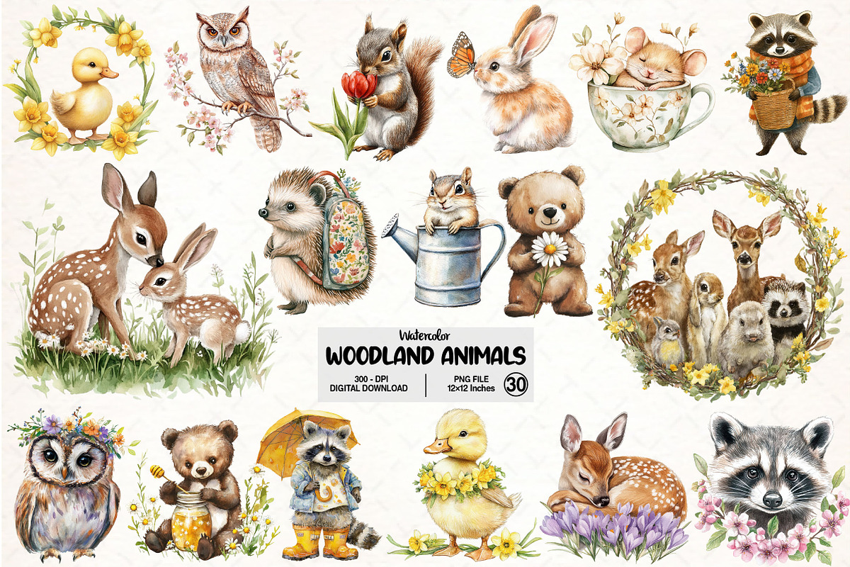 Forest Spring Woodland Animals PNG, an Illustration by Pixels.Craft (Photo 1 of 7)