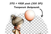 Whimsical Girl & Dog Love Clipart, a Graphic by one-touch (Thumbnail 15 of 16)