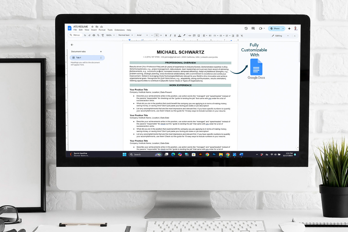 ATS friendly resume word, google doc, a Resume Template by Design_Xlab (Photo 3 of 10)