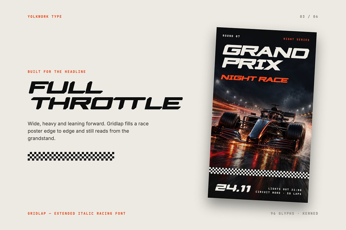 Gridlap – Racing Display Font, a Sans Serif Font by Yolk Vibes (Photo 3 of 6)