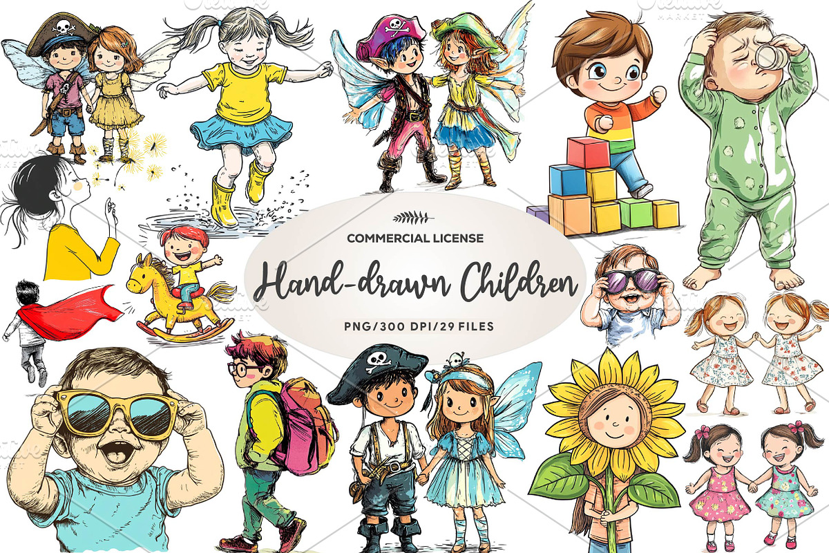 Hand-drawn Children Sublimation, an Illustration by CreationArt (Photo 1 of 6)