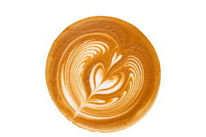 Top view of hot coffee latte foam