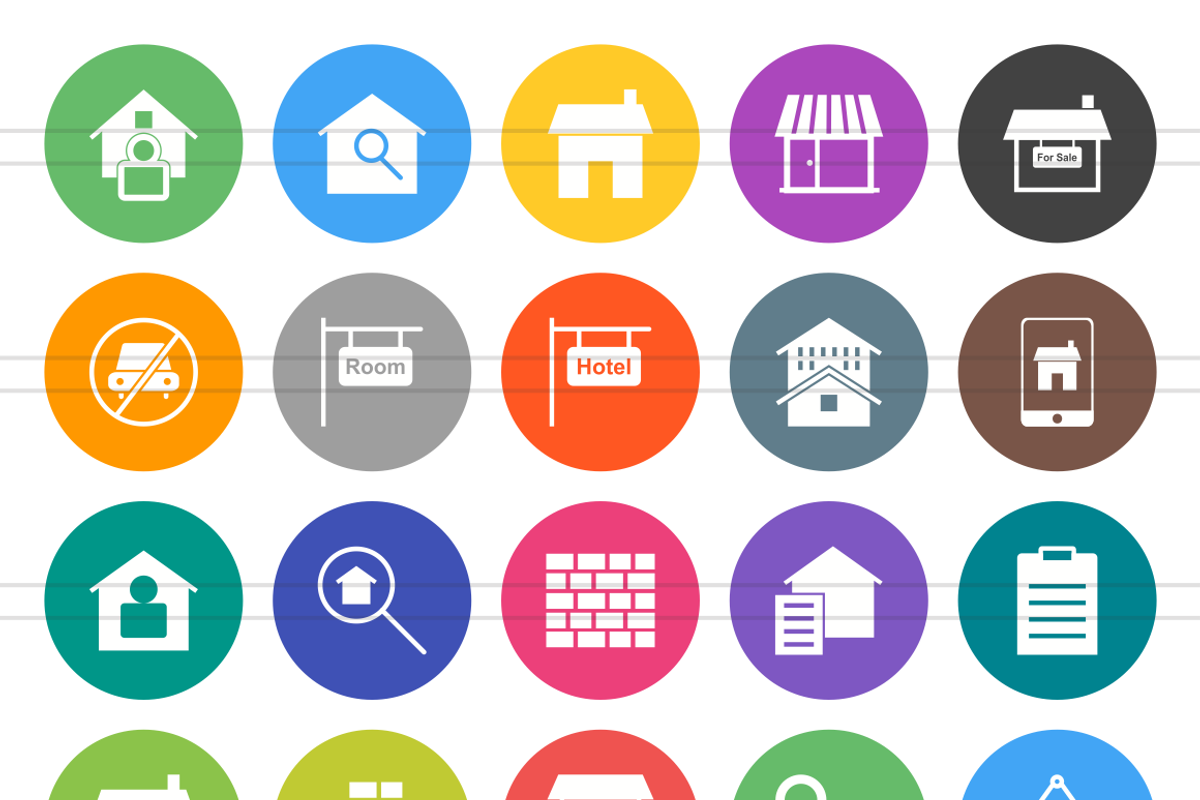 50 Housing Flat Round Icons preview 2