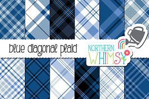 Blue Seamless Diagonal Plaid