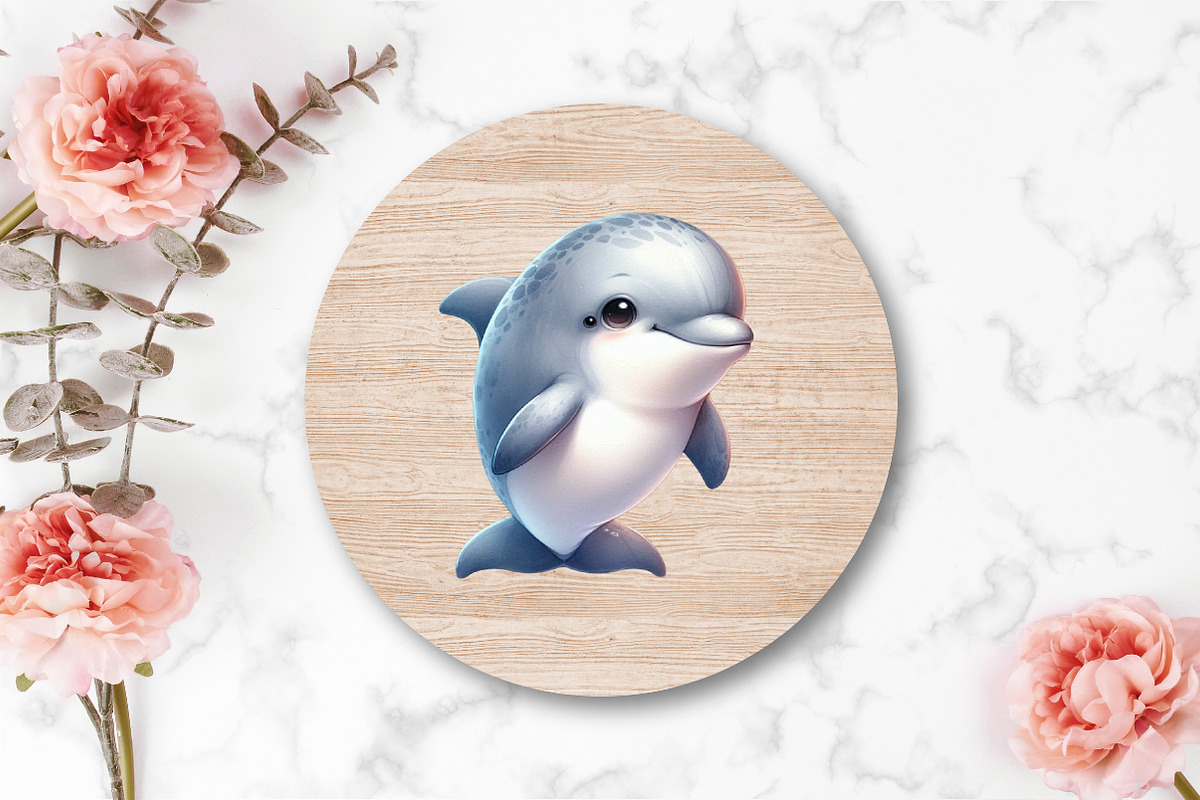 Watercolor Cute Baby Dolphin Clipart, an Illustration by CraftArtStudio (Photo 4 of 5)