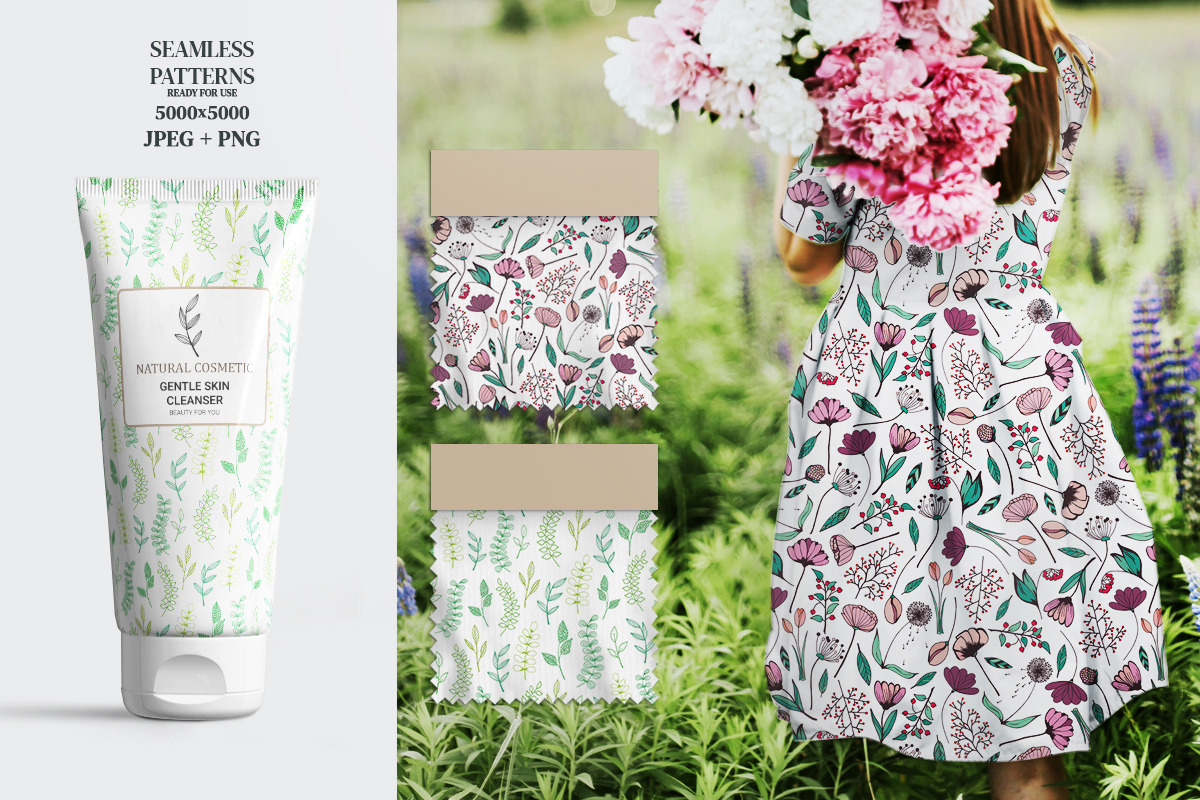 Hand Drawn Floral Seamless Patterns, a Pattern Graphic by Diana Kovach (Photo 2 of 7)