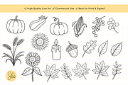 Thanksgiving Line Art Clipart Set, a Seasonal Illustration by shielscreations (Thumbnail 3 of 4)