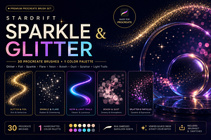 Sparkle & Glitter Procreate Brushes, a Brush Add-On by ZinetroN