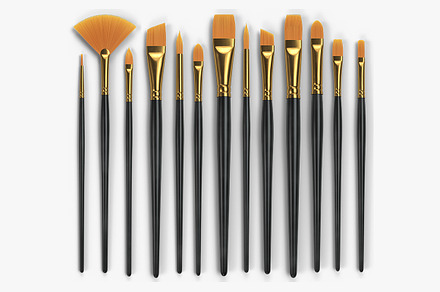 Set of brushes on a transparent back