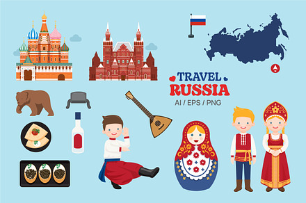 Travel Russia element map and people