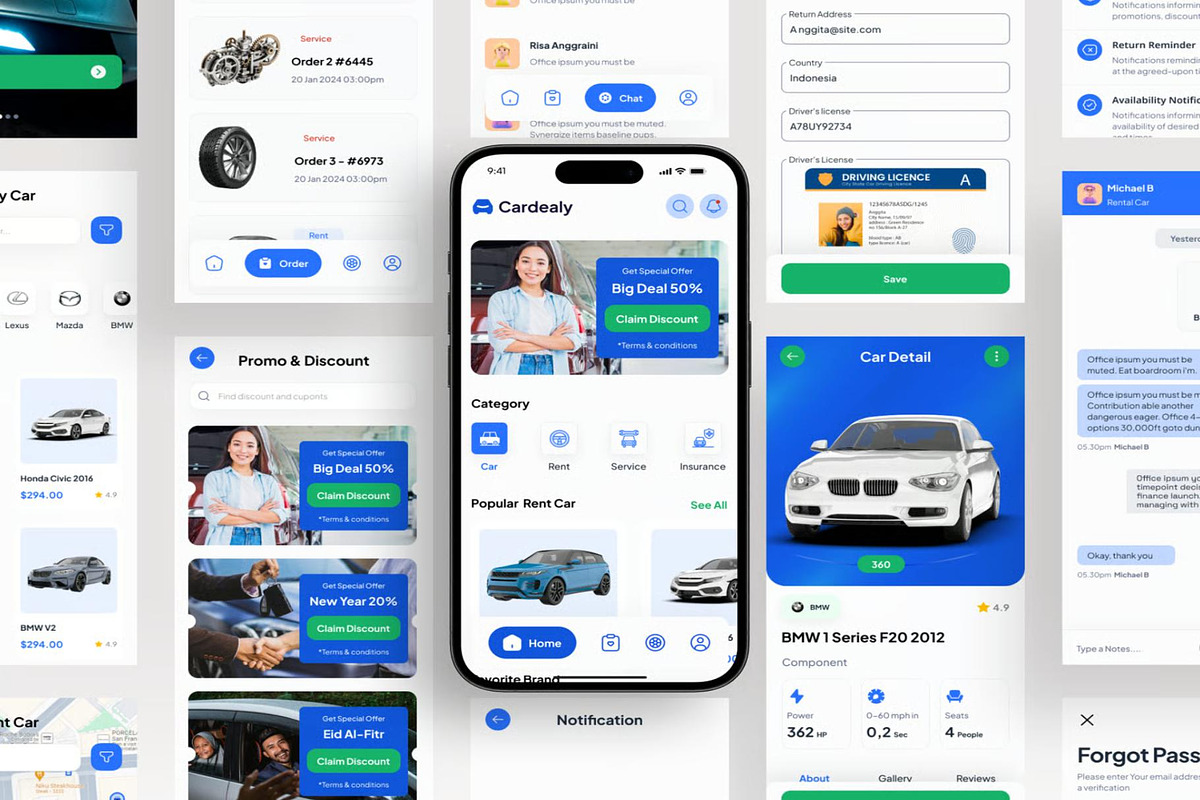 Cardealy Rental car App Mobile UI, an UI Kit Template by Lumina_ui_ux202 (Photo 4 of 7)