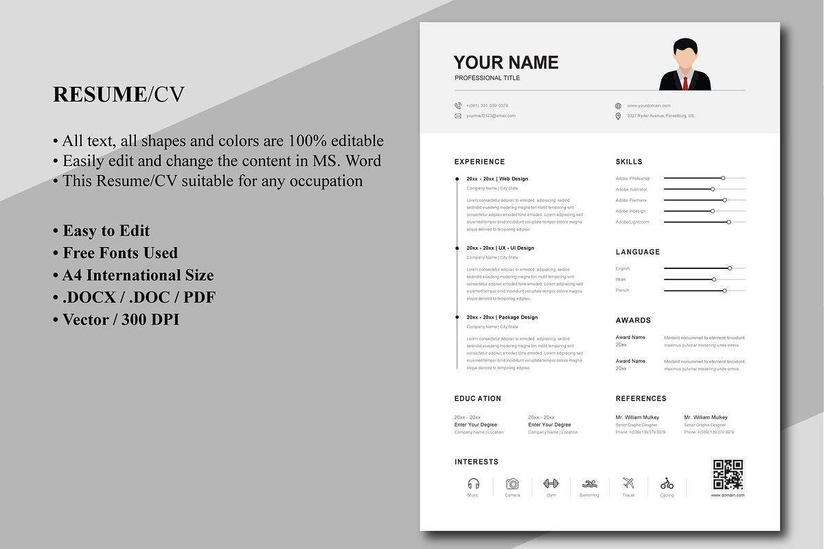 Executive Resume / CV Template, a Resume Template by Blue Digital Studio