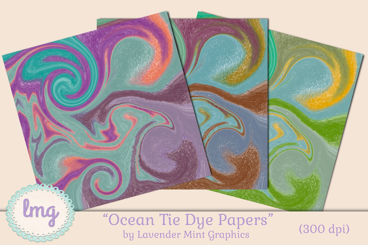 Digital Scrapbooking Tie Dye Papers, a Pattern Graphic by Lavender Mint Graphics (Photo 3 of 3)