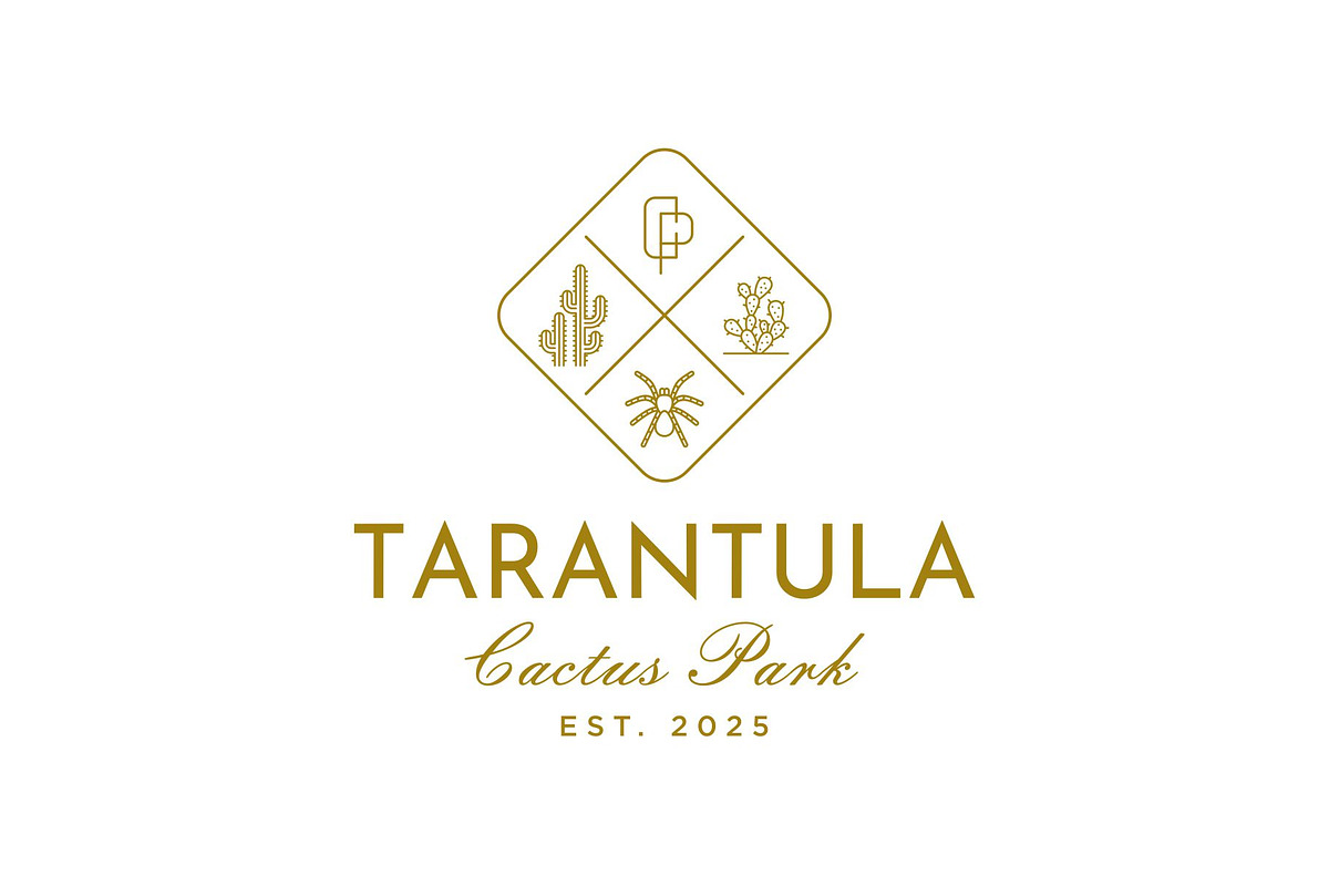 Vintage Retro Tarantula Cactus Logo