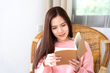 Portrait of beautiful asian woman read the paper book work study, a Person Photo by Art_Photo