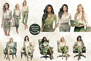 Watercolor Sage Green Office Clipart, an Illustration by NadiaTheronArt (Thumbnail 3 of 5)