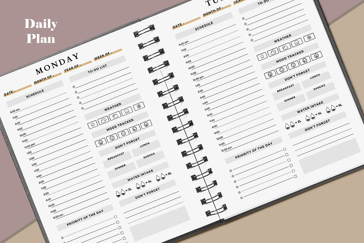 Daily,Weekly &Monthly planner Bundle, a Stationery Template by DesignByStore (Photo 2 of 4)