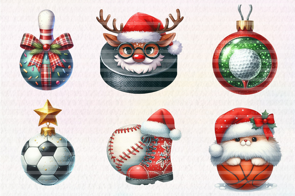 Christmas Sport Balls Sublimation PN, an Illustration by CreationArt (Photo 5 of 6)