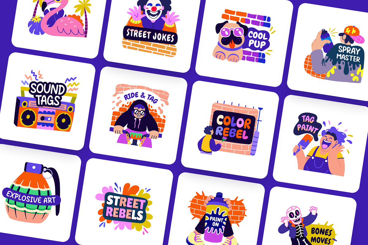Animated Graffiti Art Stickers Set, an Emoji Icon by Creative Stall (Photo 3 of 5)