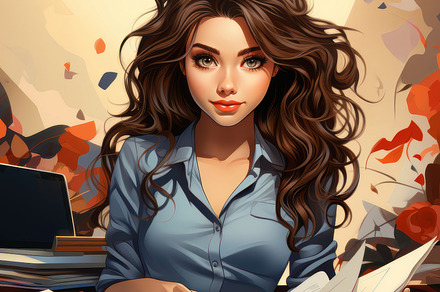 Confident Businesswoman Working on Financial Documents in a Modern Office, a Photo by AS photostudio