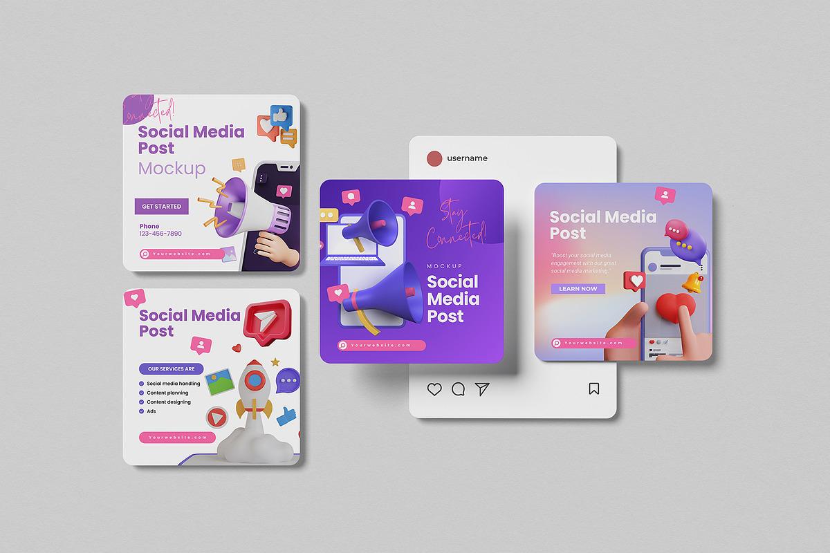 Social Media Instagram Post Mockup, an Advertising Mockup by Graphic Deal (Photo 10 of 15)
