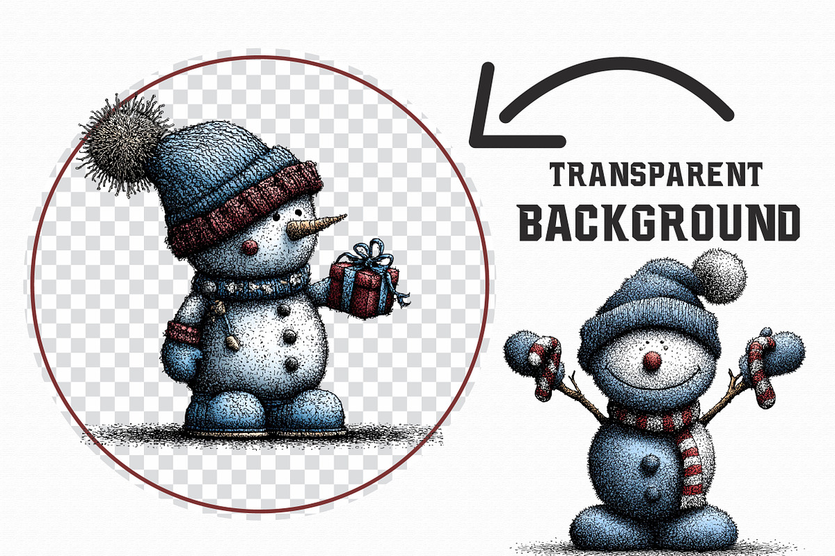 Whimsical Christmas Snowman Clipart, an Illustration by Libby Wishes (Photo 5 of 7)