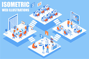 Isometric Office Illustrations Pack