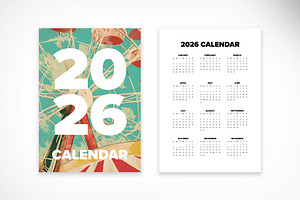 Retro Illustrated Wall Calendar 26, a Print Template by McLittle Stock