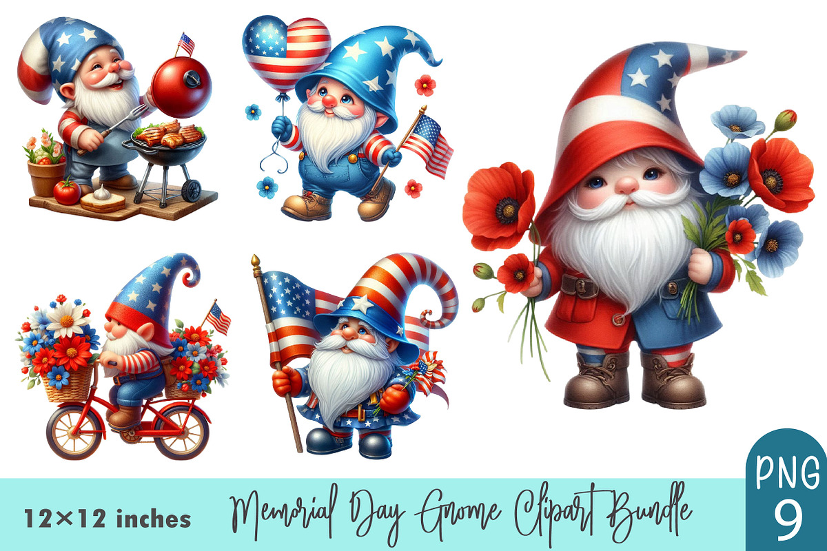 Memorial Day Gnome Sublimation, a Graphic by CitraGraphics