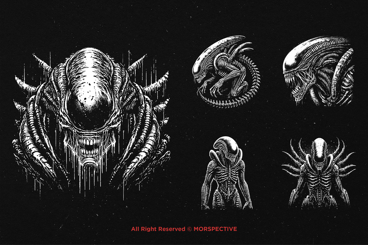 10 Bundle Dark Art Xenomorph Alien, an Illustration by Morspective (Photo 2 of 7)