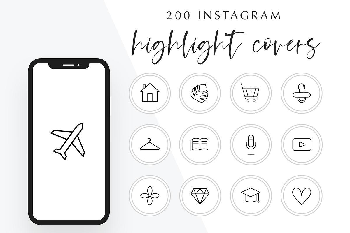 200 Instagram Story Highlight Covers, a Social Media Template by Blog&Glow (Photo 1 of 4)