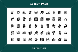50 Healthy lifestyle icons, an Icon by Wencory