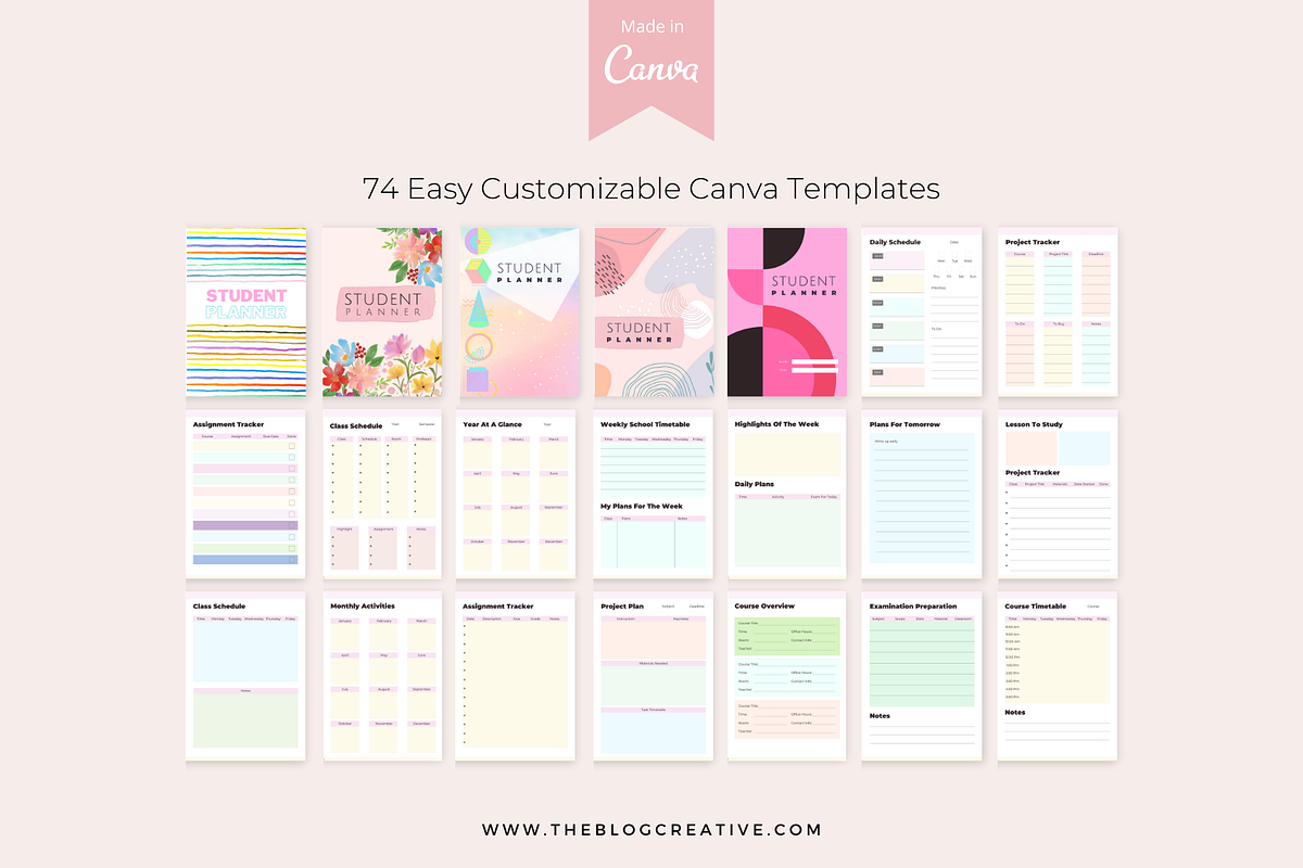 Student Planner, Canva planner, a Magazine Template by The Blog Creative