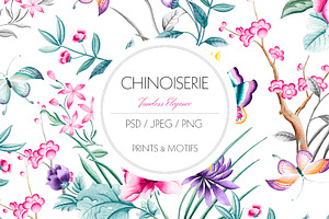 Chinoiserie, Hand Painted Prints.