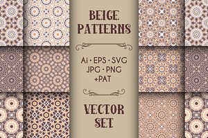 Beige Mosaic Patterns Set