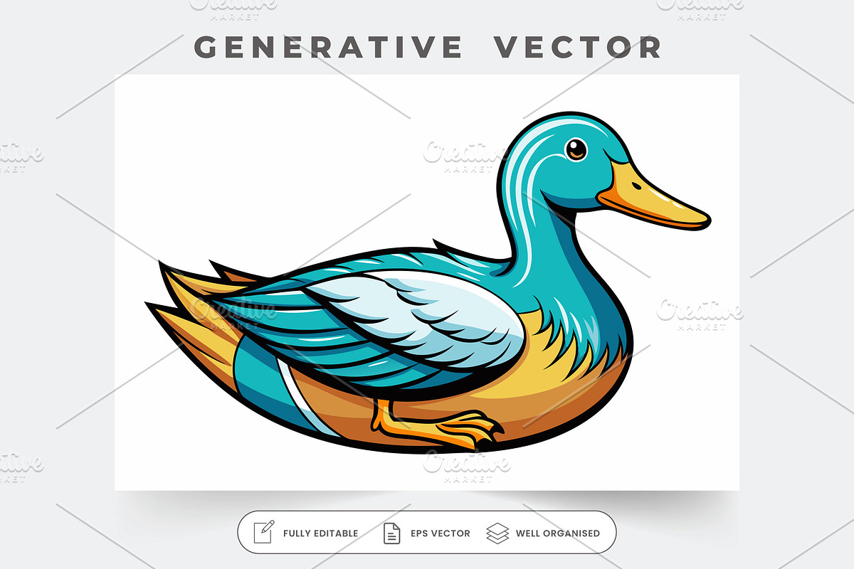 A vibrant duck rests harmoniously by, a Graphic by Iftikhar Alam