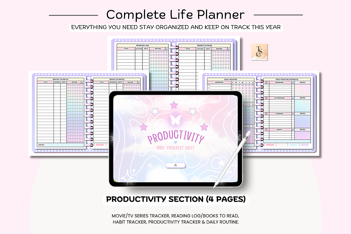 Undated Digital Planner Cute Pastel preview 6