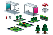 Objects of the city  isometric set, an Illustration by Andres Moncayo (Thumbnail 2 of 3)