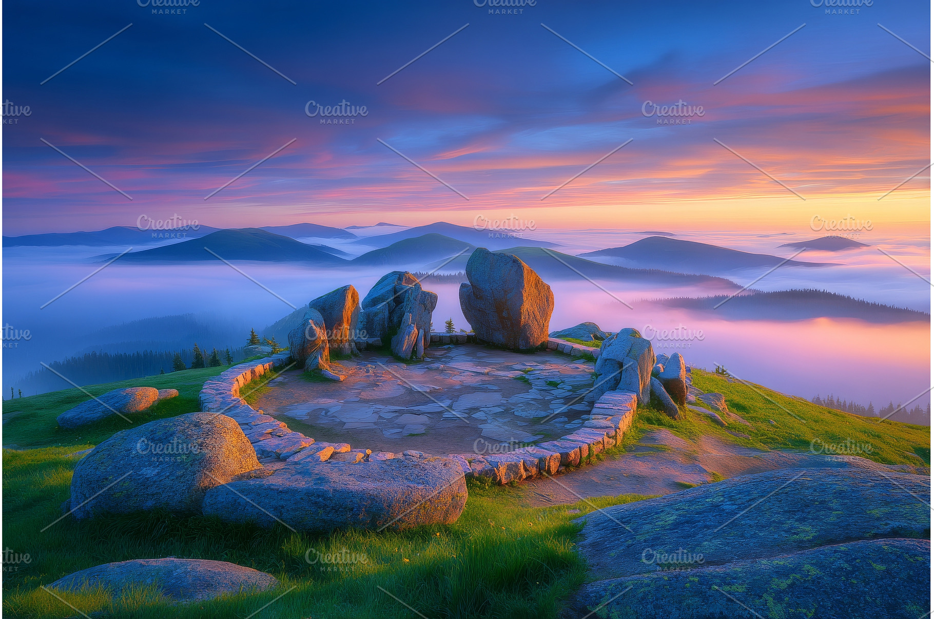 A sunlit mountain plateau with a, a Nature Photo by ZinetroN