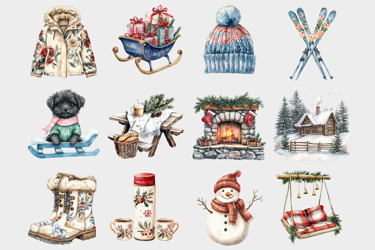 Whimsy Christmas Ski Lodge Clipart, a Seasonal Illustration by Design Market (Photo 3 of 5)