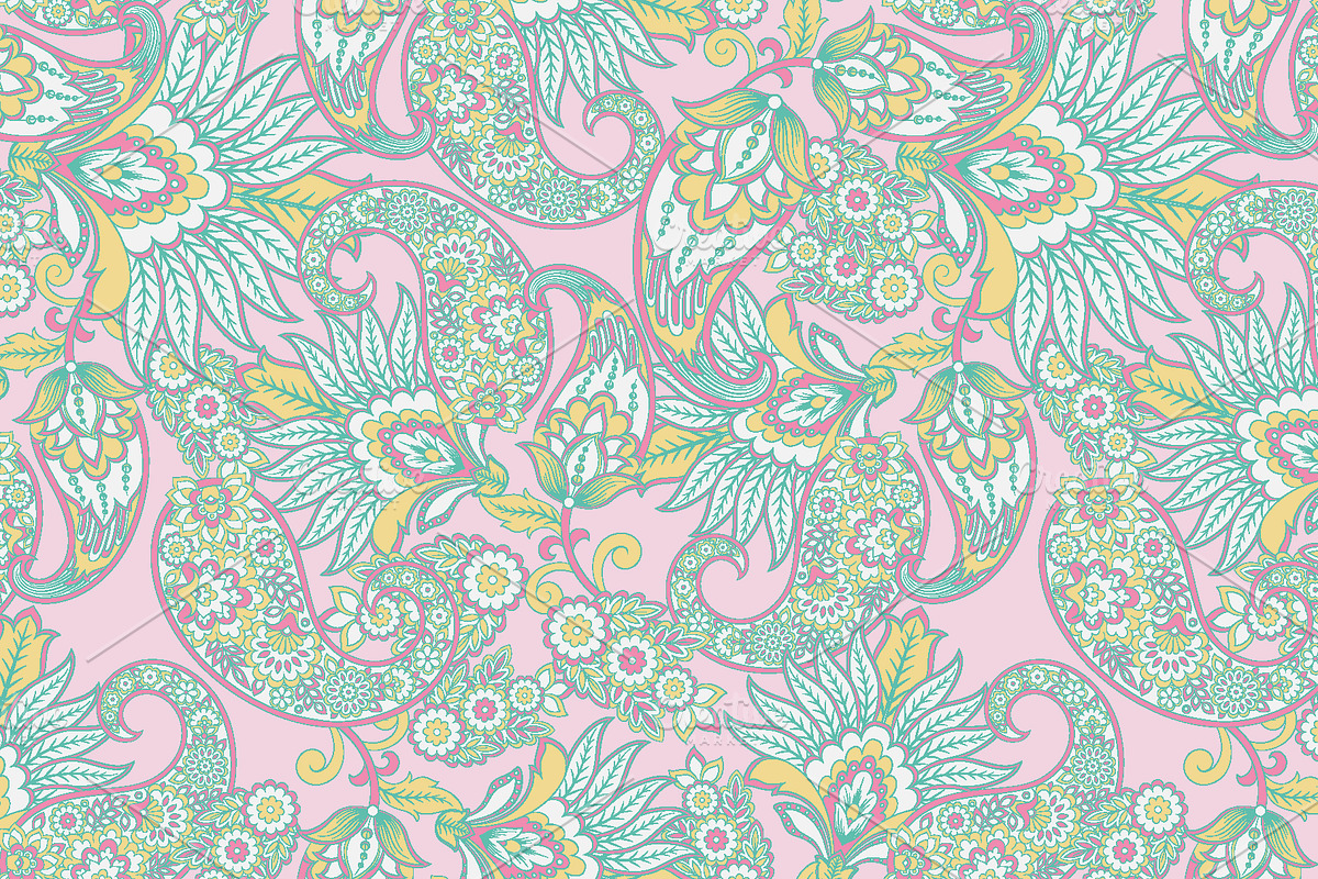 2 Paisley Asian floral patterns, a Pattern Graphic by antalogiya (Photo 2 of 3)