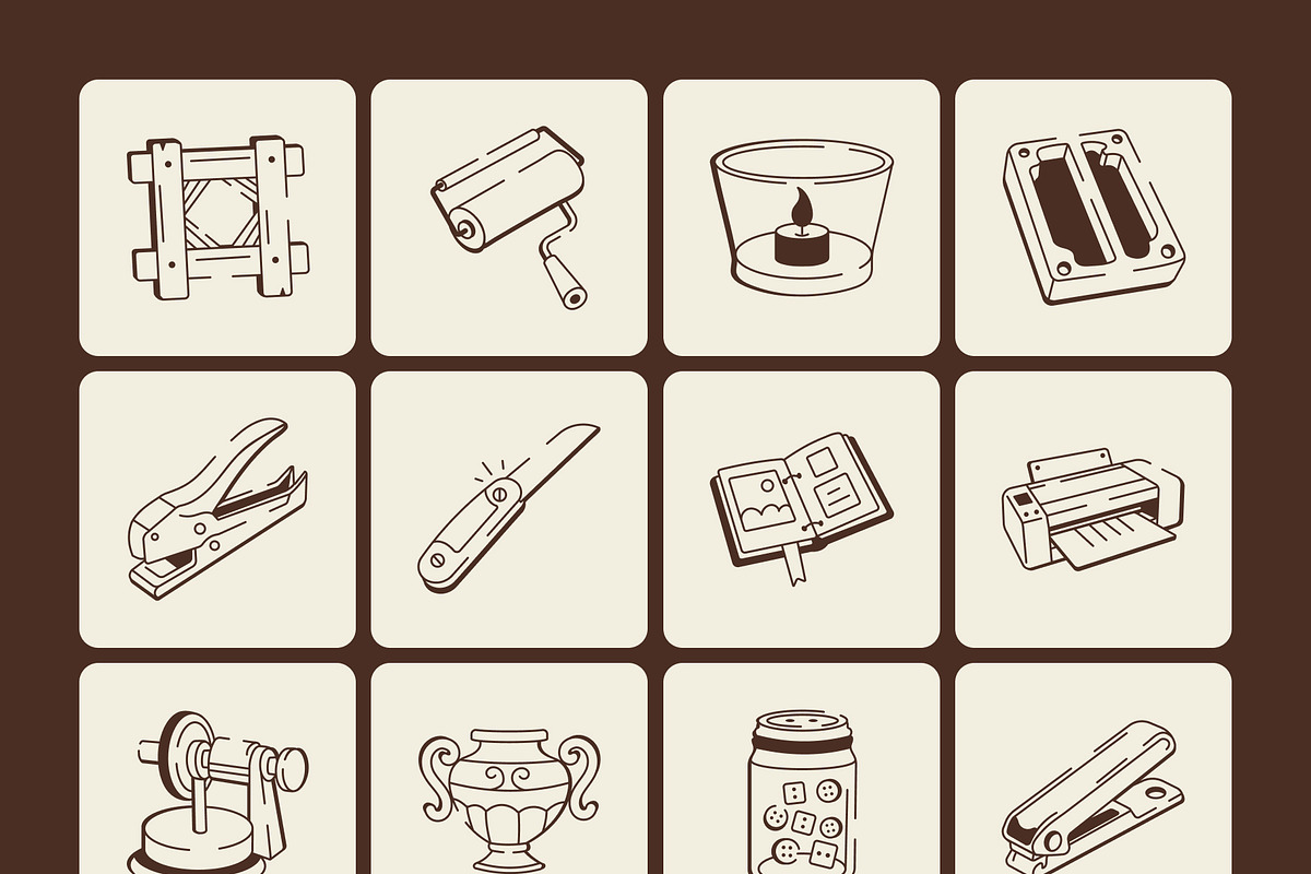 Crafting and DIY Doodle Icon set, an Outline Icon by Vectors Market (Photo 7 of 8)