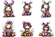 Whimsical Easter Girl Clipart Bundle, an Illustration by Designking (Thumbnail 4 of 5)