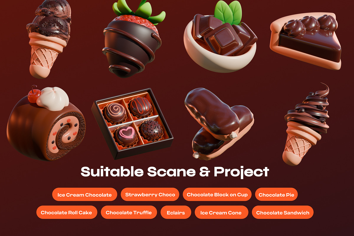 Happy World Chocolate Day, a Food & Drink 3D Model by orenjidesign (Photo 8 of 8)